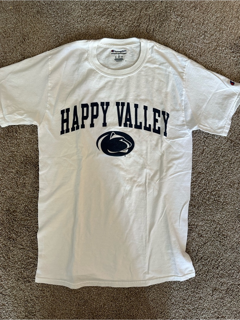 Champion White 'Happy Valley' Navy Graphic Tee